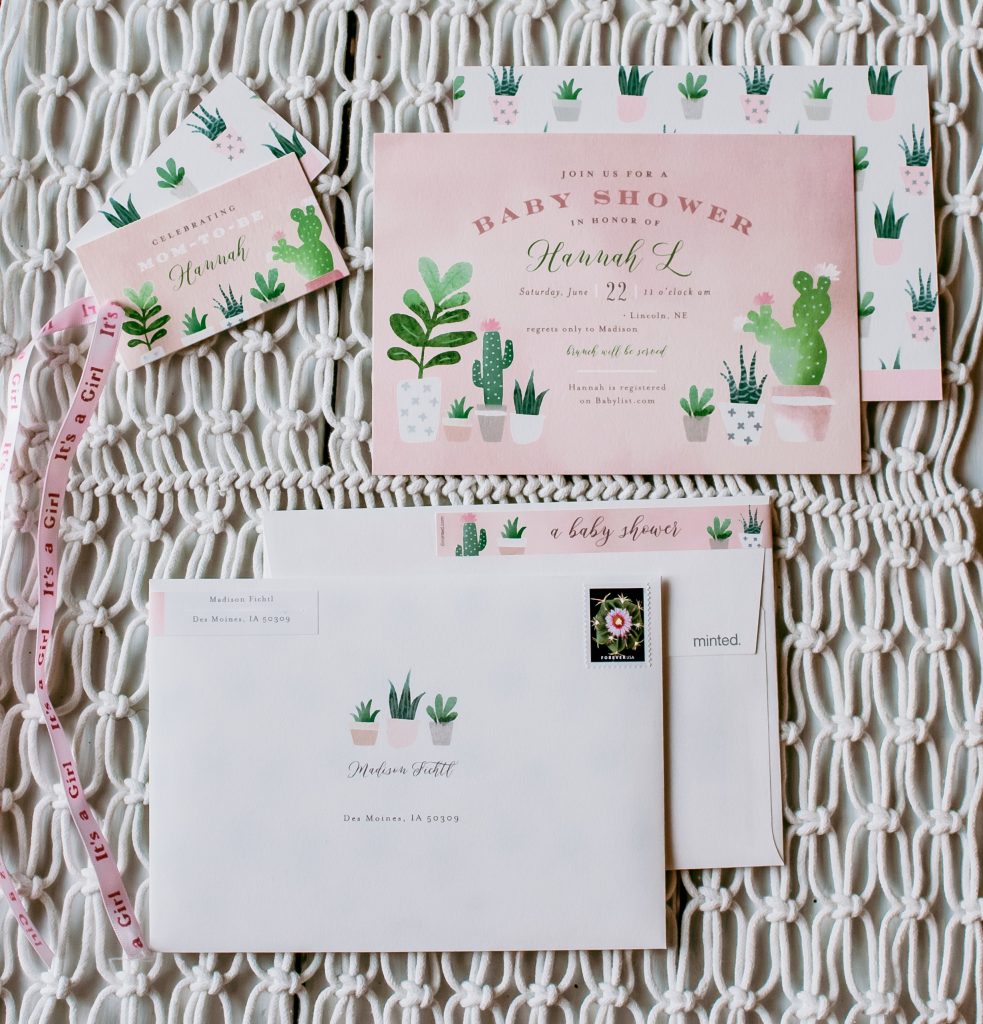 Succulent Themed Baby Shower Invites 