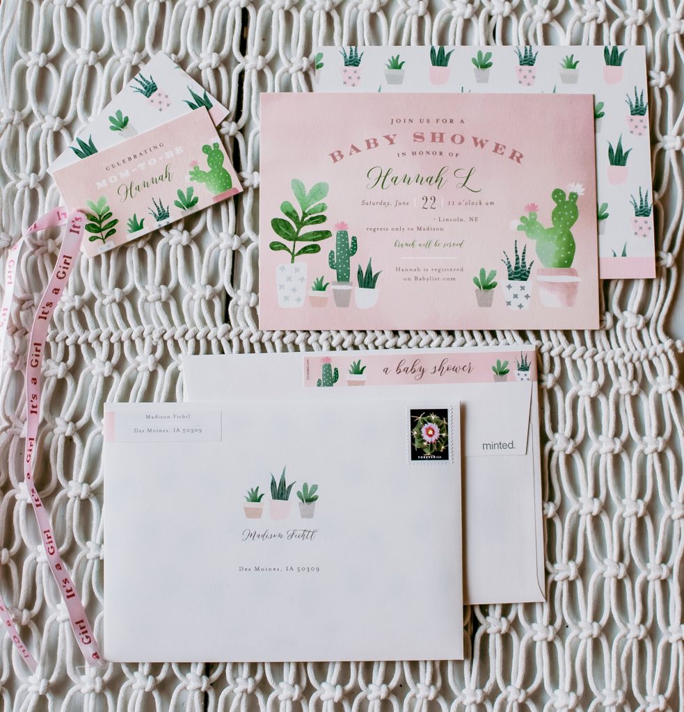 Succulent Themed Baby Shower Invites