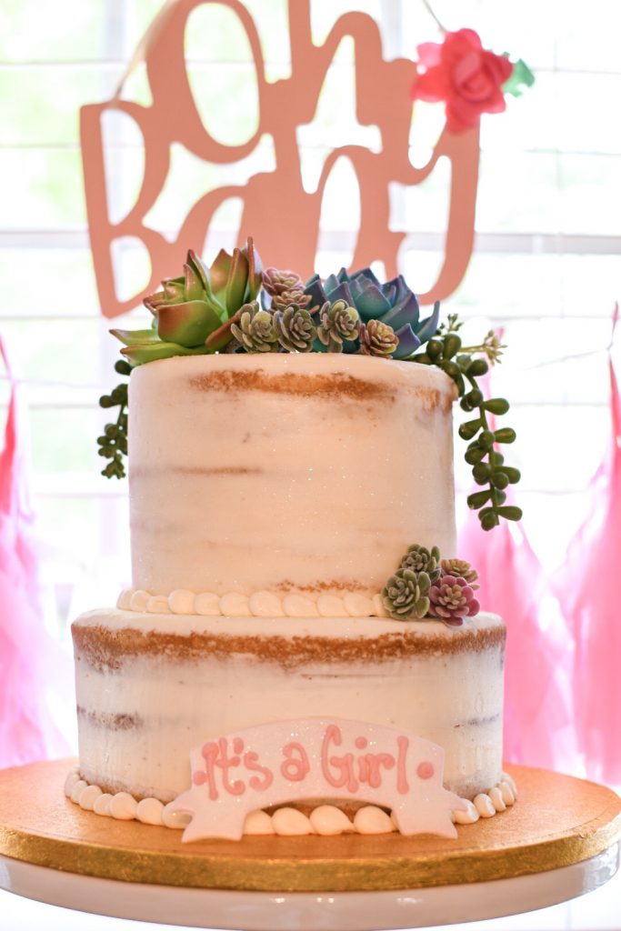 Succulent Themed Baby Shower Cake