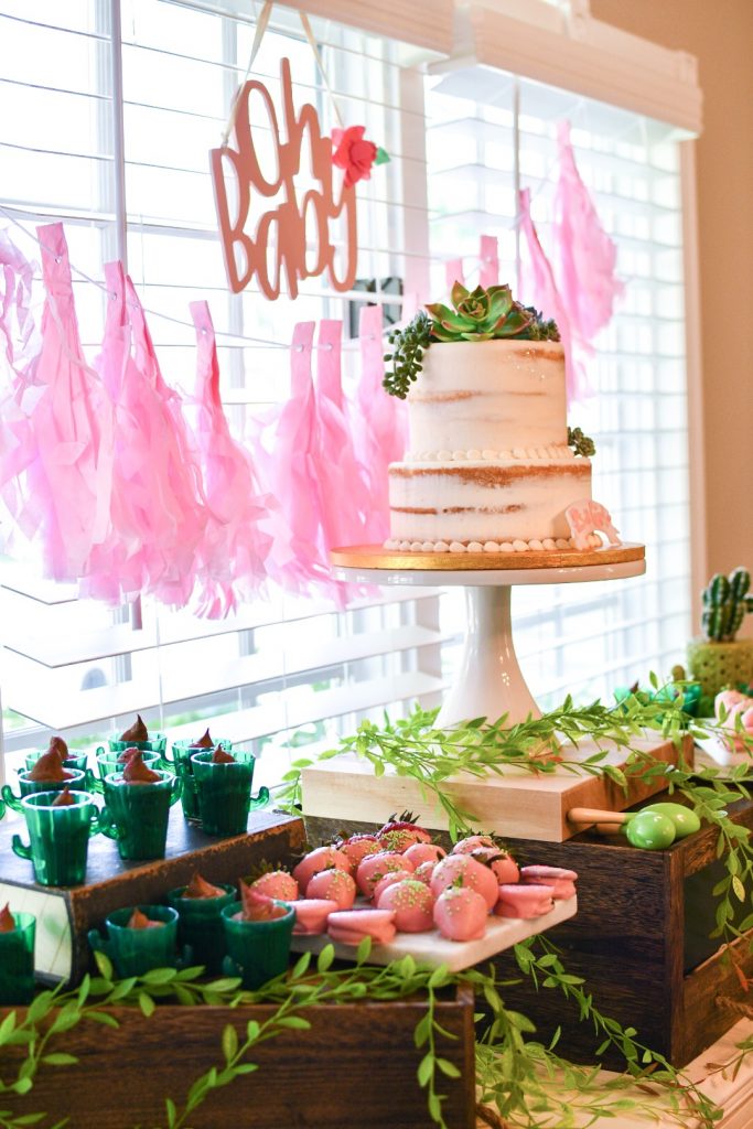 Succulent Themed Baby Shower Cake