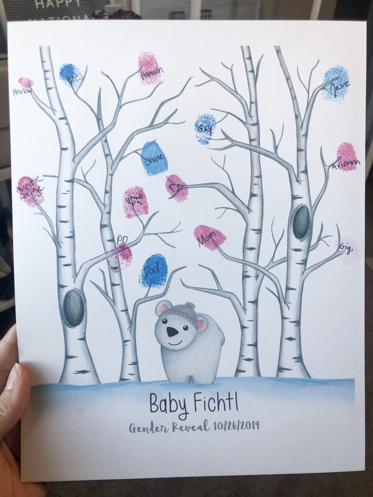 Fall Gender Reveal Fingerprint Tree