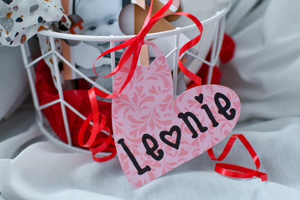 Baby Valentine's Day Basket Cricut Name tag