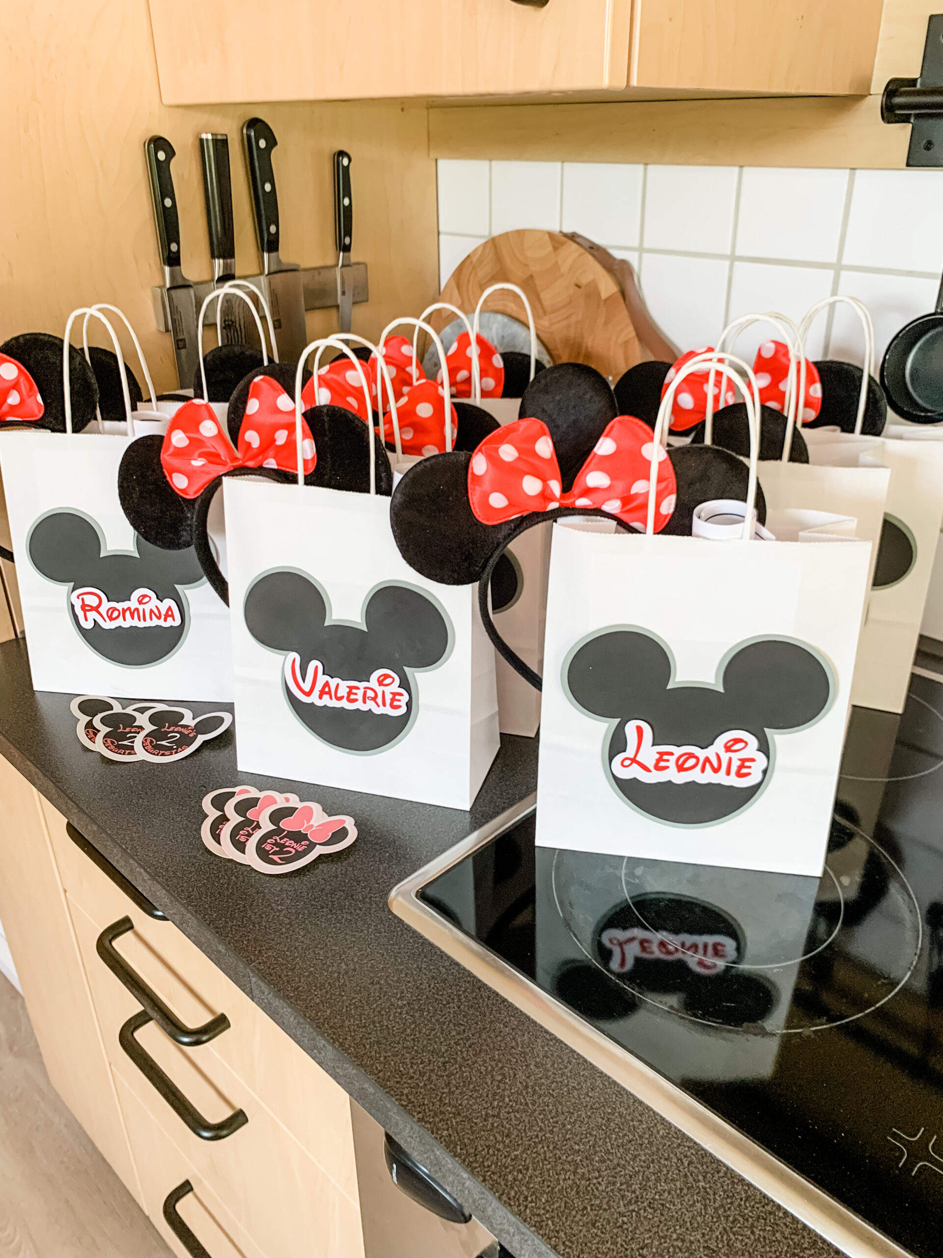 Gift bags for mickey mouse birthday party.